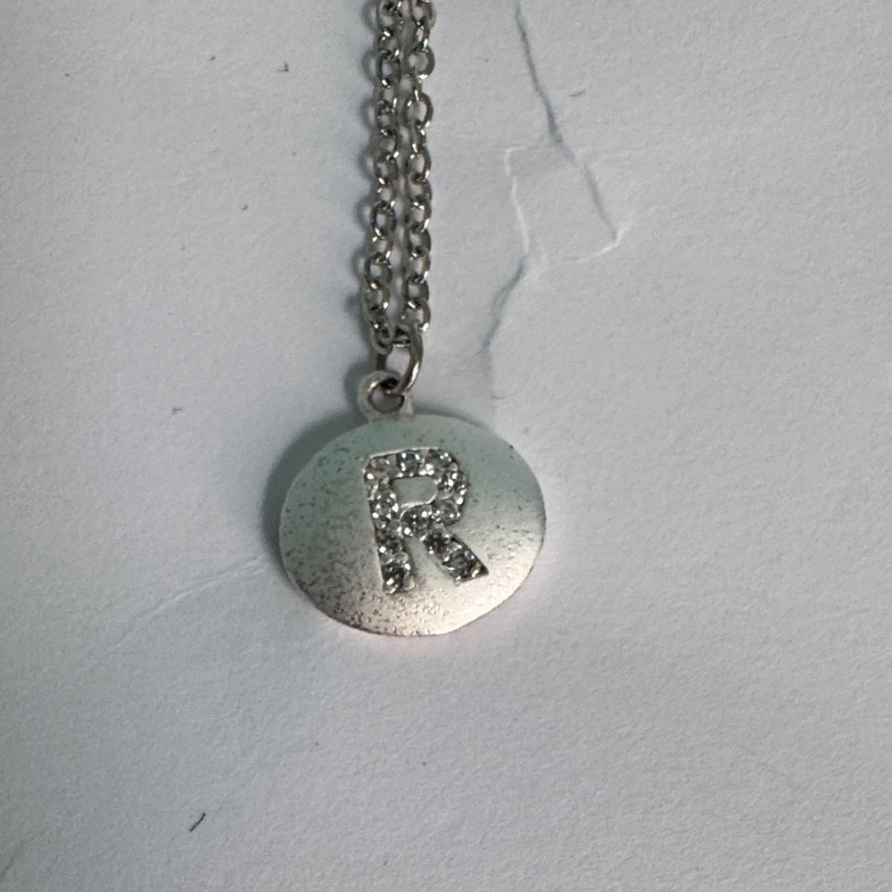Silver Pendant Necklace with Initial 'R'